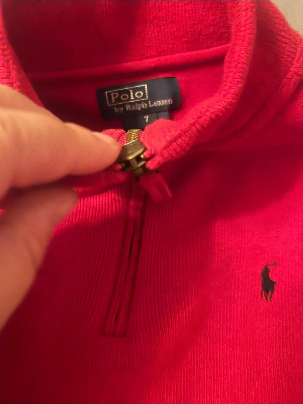 Red Quarter-Zip Sweater - Polo by Ralph Lauren kids size 7 100% cotton